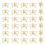 30Pcs Brass Charms Cup Peg Bails, For Half Drilled Beads, with Cubic Zirconia, Bowknot, Real 18K Gold Plated, 7.5x10x4mm, Hole: 1.2mm, Pin: 0.6mm