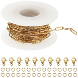 DIY Chain Bracelet Necklace Making Kit, Including 304 Stainless Steel Paperclip Chains & Clasps & Jump Rings, Golden, Chain: 16.4 Feet(5m)/bag