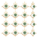 20Pcs Alloy Rhinestone Pendants, with Resin, Eye, Light Gold, 25x25x7.5mm, Hole: 1.6mm
