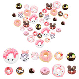 48 Pcs 12 Style Resin Cabochons, Donut & Donut with Word Love & Cat Donut & Donut with Bowknot, Mixed Color, 4pcs/style