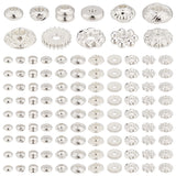 110Pcs 11 Styles Alloy & Brass Spacer Beads, Mixed Shapes, Silver, 4~6x1~3mm, Hole: 1~1.8mm, 10pcs/style