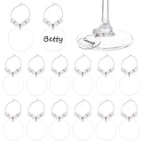 20pcs Acrylic Wine Glass Charms, Goblet Marker, with Brass Wine Glass Charm Rings, Flat Round, White, 65mm