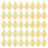 100Pcs Tibetan Style Alloy Pendants, Oval with Virgin Mary, Golden, 17.5x10x1mm, Hole: 1.5mm