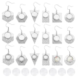 DIY Geometry Dangle Earring Making Kits, Including 304 Stainless Steel Earring Hooks with Settings, Glass Cabochons, Stainless Steel Color, 50Pcs/box
