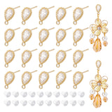 20Pcs Brass Micro Pave Clear Cubic Zirconia Stud Earring Findindgs, with Horizontal Loops, Teardrop, with 40Pcs Plastic Ear Nuts, Golden, 9.5x5.5mm, Hole: 1mm, Pin: 0.8mm