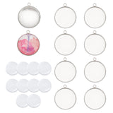 DIY Pendant Making Kits, including 304 Stainless Steel Pendant Cabochon Settings and Transparent Glass Cabochons, Stainless Steel Color