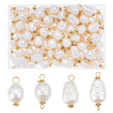 80Pcs 4 Style Acrylic Links & Pendants, with Acrylic Imitation Pearl Beads, Iron Pins and Alloy Spacer Beads, White, Antique Golden, 17.5~25x10~10.5x8~10mm, Hole: 1.6~2.5mm, 20pcs/style