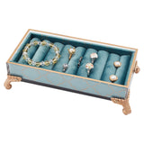 Beach Velvet Jewelry Presentation Tray, Jewelry Display Organizer Holder for Ring, Bracelet, Earring Showing, Medium Aquamarine, 21.8x11.9x5.4cm