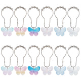 Iron Shower Curtain Rings for Bathroom, with Resin Butterfly Pendants, Platinum, 100mm, 2pcs/color, 6 colors, 12pcs/set