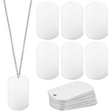 Aluminum Blank Pendants, Rectangle, Platinum, 51x29x1mm, Hole: 3mm, about 30pcs/box