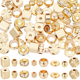 80Pcs 8 Styles Brass Spacer Beads, Long-Lasting Plated, Mixed Shapes, Real 18K Gold Plated, 2.5~5x2.5~5x2.25~5mm, Hole: 1~4mm, 10pcs/style