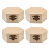 Unfinished Pine Wood Jewelry Box, DIY Storage Chest Treasure Case, with with Locking Clasps, Hexagon, BurlyWood, 8.65x9.2x4cm