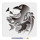 1Pc PET Hollow Out Drawing Painting Stencils, for DIY Scrapbook, Photo Album, with 1Pc Art Paint Brushes, Bird, 300x300mm