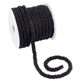 10M Polyester Cord, with Plastic Spool, for Curtain, Sofa Accessories, Black, 8mm