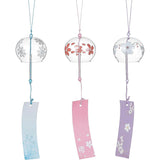 3Pcs 3 Styles Glass Wind Chime, with Polyester Cord & Paper, Mixed Color, 400mm, 1pc/styles