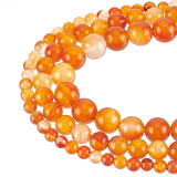 3 Strands 3 Styles Natural Carnelian Beads Strands, Round, 4~8mm, Hole: 1mm