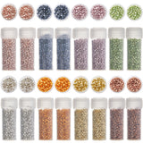 80G 8 Style Cylinder Seed Beads, Metallic Colours, Round Hole, Uniform Size, Mixed Color, 2x1.5~2mm, Hole: 0.8mm, 10g/style
