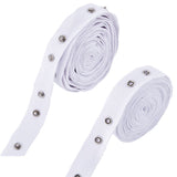 Platinum Tone Iron Snap Button Tape, Polyester Fasteners Trim Ribbon for DIY Sewing Crafts, White, 3/4 inch(19mm)