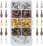 Tibetan Style Alloy Glue-on Flat Pad Bails, Pendant Bails, Leaf, Mixed Color, 26x8x7mm, Hole: 5x8mm