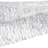 Sparkle PVC Paillette Tassel Ribbons, Garment Accessories, Silver, 6-3/4 inch(170mm)