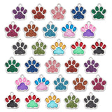 Alloy Enamel Pendants,  Dog Paw Prints, Platinum, Mixed Color, 17.7x16.6x2mm, Hole: 2mm, 15 colors, 2pcs/color, 30pcs/box