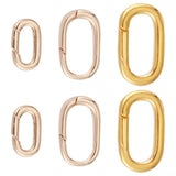 6Pcs 3 Style Brass Spring Gate Rings, Oval, Golden, 14~22x8~13x2~3mm, 2pcs/style