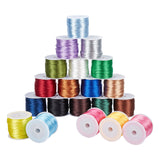 Nylon Rattail Satin Cord, Beading String, for Chinese Knotting, Jewelry Making, Mixed Color, 2mm, about 10m/roll, 20 colors, 1roll/color, 20rolls/set