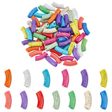 78Pcs 13 Colors Opaque Crackle Acrylic Beads, Curved Tube, Mixed Color, 36x13.5x11.5mm, Hole: 4mm, about 6pcs/color