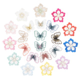 22Pcs 22 Style Layer Polyester Embroidery Lace Sewing Ornaments, Iron on Patches, DIY Garment Accessories, Flower & Butterfly, Mixed Color, 48~70x38~69x1~6.9mm, 1pc/style