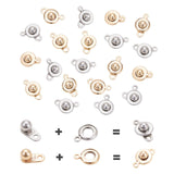 304 Stainless Steel Snap Clasps, Golden & Stainless Steel Color, 15x9x5mm, Hole: 1.5~2mm, 2colors, 10sets/color, 20sets/box