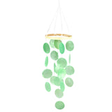 Natural Shell Wind Chimes, with Bamboo Link Rings, for Home Room Bedroom Decorations, Light Green, 708x120mm