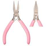 45# Carbon Steel Jewelry Pliers, Flat Nose Pliers, Polishing, Pink, 12.8x7.65x0.9cm