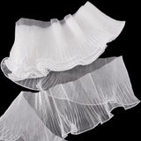 7 Yards Polyester Ruffled Ribbon, Pleated Wavy Ribbon, for Garment Accesories, White, 5-1/4 inch(132mm)