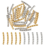 30Pcs 2 Colors 304 Stainless Steel Tube Beads, Diamond Cut, Curved Tube, Golden & Stainless Steel Color, 15x2mm, Hole: 1mm, 15pcs/color