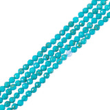 2 Strands Imported Natural Turquoise Beads Strands, Faceted Round, 3mm, Hole: 0.8mm, about 121pcs/strand, 14.76''(37.5cm)