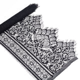Polyester Lace Trimming, with Single Wave Edge, Sewing Craft Decoration, Black, 250x0.1mm, 3m/strand