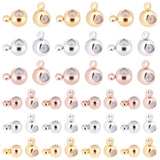 72Pcs 6 Style Brass Beads, with Silicone inside, Slider Beads, Stopper Beads, Rondelle, Mixed Color, 5~6x3~4x2.5~3.5mm, Hole: 1.2mm, 12pcs/style