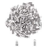 304 Stainless Steel Folding Crimp Ends, Stainless Steel Color, 8.5x3mm, Hole: 1.2mm, 100pcs/box