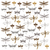 100PCS 10Style Tibetan Style Dragonfly Alloy Pendants, Mixed Color, 16~27x15~35x2~3mm, Hole: 1.5~2mm