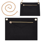 1Pc Felt Purse Organizer Insert, Envelope Handbag Shaper Premium Felt, with 1Pc Iron Wheat Chain Bag Handles, Black, Insert: 22x15.5x0.58cm, Handles: 61x0.6x0.6cm