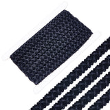 PU Leather with Polyester Ribbon, Clothes Accessories Decoration, Triangle Pattern, Black, 13x2mm, about 10 yards/card