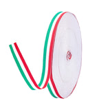Tri-color Grosgrain Ribon, Flat Polyester Band, Webbing Garment Sewing Accessories, Stripe Pattern, White & Red & Green, 5/8 inch(15mm)x0.5mm