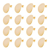 16Pcs Brass Stud Earring Findings, with Vertical Loops, Twist Oval, with 16Pcs Ear Nuts, Real 18K Gold Plated, 22.5x19x1mm, Hole: 2mm, Pin: 0.5mm