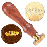 Golden Plated Brass Sealing Wax Stamp Head, with Wood Handle, for Envelopes Invitations, Gift Cards, Food, 83x22mm, Head: 7.5mm, Stamps: 25x14.5mm