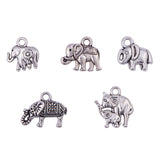 Tibetan Style Alloy Pendants, Elephant, Antique Silver, 7.4x7.2x1.7cm