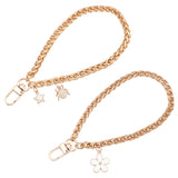 2Pcs 2 Style Iron Wheat Chain Bag Wristlet Straps, with Alloy Enamel Pendants and Swivel Clasps, for Bag Replacement Accessories, Light Gold, 16.5x0.6cm, 1pc/style