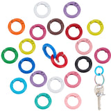 30Pcs 15 Colors Zinc Alloy Spring Gate Rings, Round Ring, Mixed Color, 20x3.5mm, 7 Gauge, Inner Diameter: 13mm, 2pcs/color