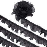 10M Polyester Pleated Lace Trims, Ruffled Ribbon, for Sewing and Art Craft Decoration, Black, 3~3-1/8 inch(75~80mm), about 10.94 Yards(10m)/Bag