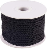 Nylon Threads, Milan Cords/Twisted Cords, Black, 3mm, about 20m/roll