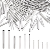 200Pcs 5 Style 304 Stainless Steel Tube Beads, Stainless Steel Color, 40pcs/style